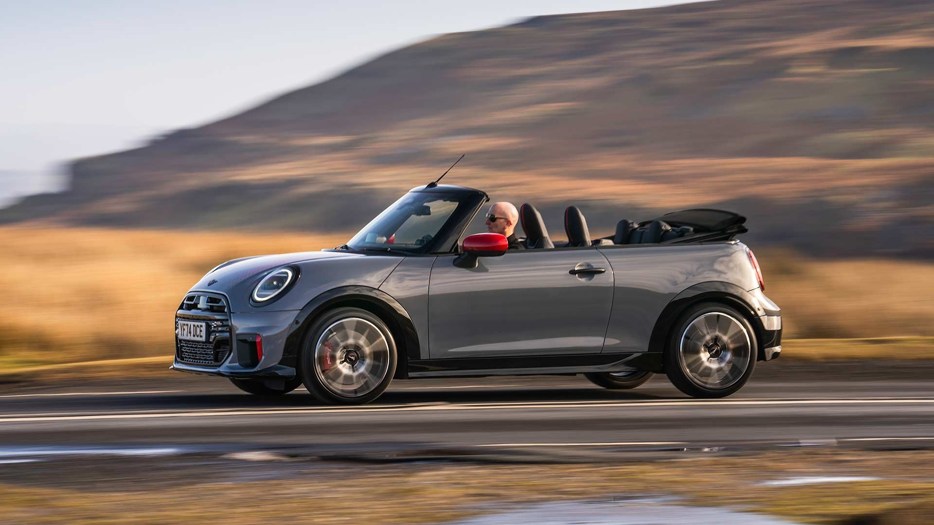 Mini Convertible on the road.